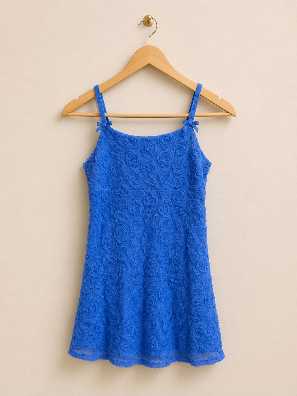 Rewind Blue Rosette Textured Dress Size M